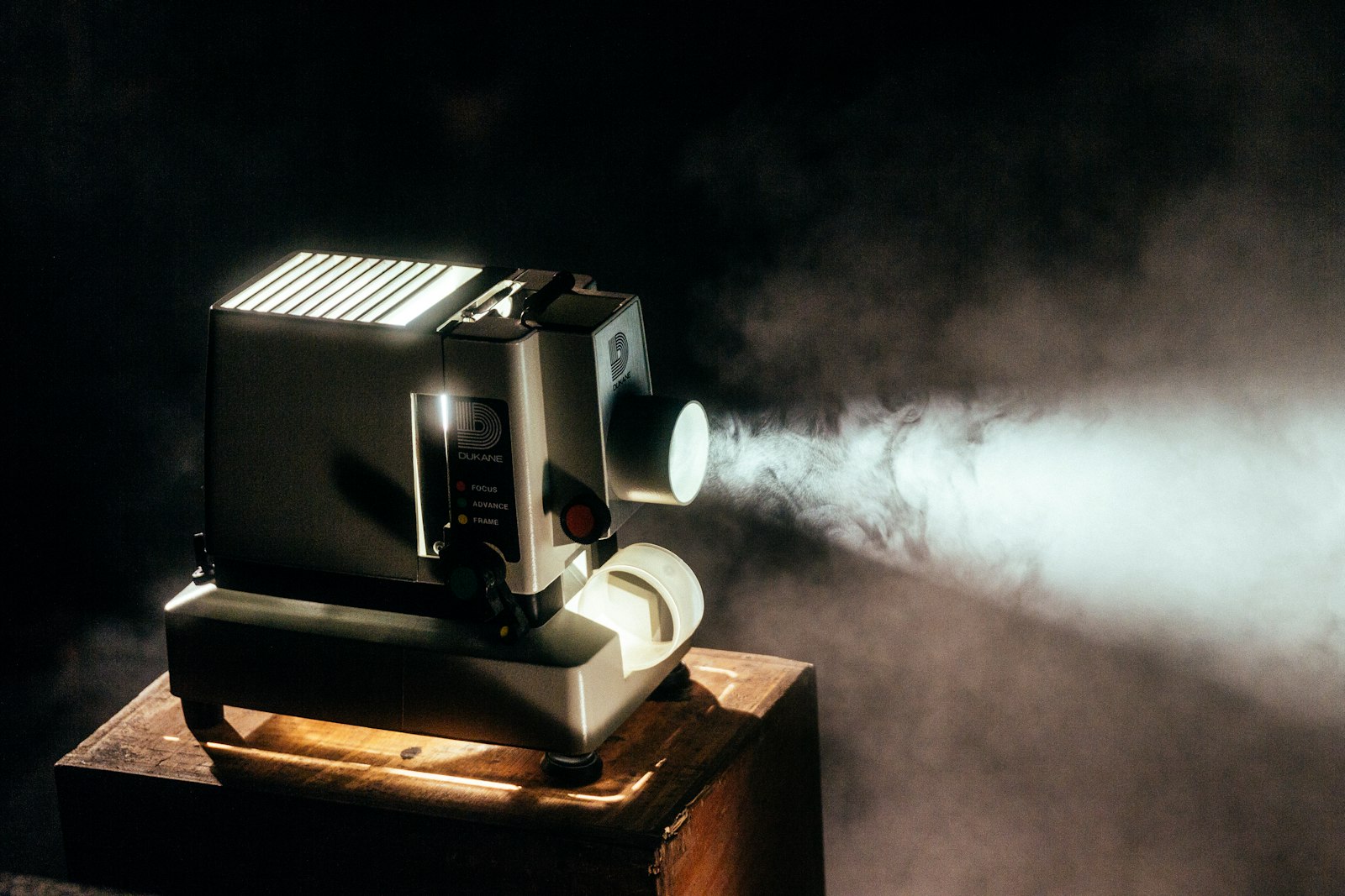 Cinema projector beam in a dark room